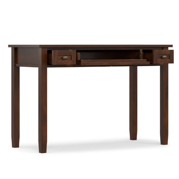 English Elm Warm Shaker Solid Wood Writing Desk with Keyboard Tray and Bronze Hardware B136P565524