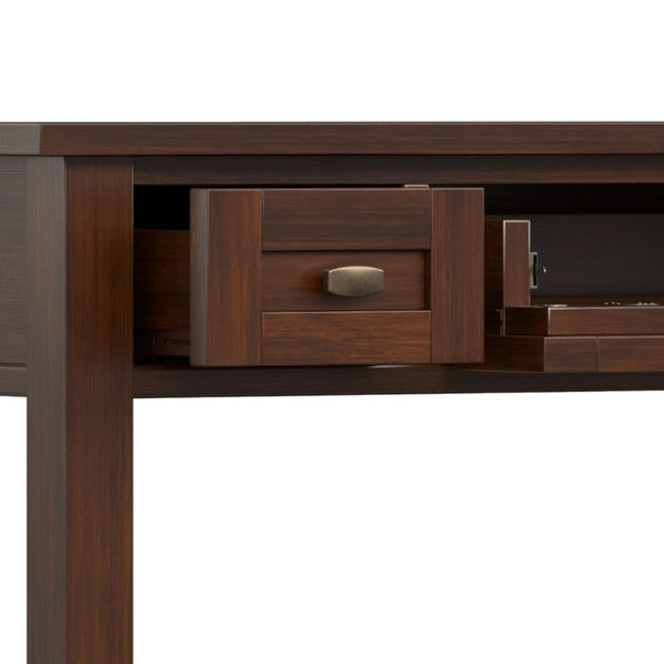 English Elm Warm Shaker Solid Wood Writing Desk with Keyboard Tray and Bronze Hardware B136P565524