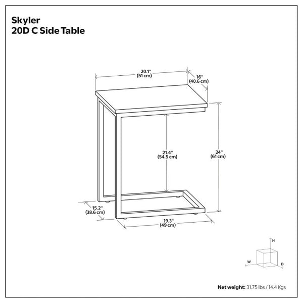 English Elm Skyler Marble Top C Side Table with Black Metal Base for Sofa or Bedside Use B136P565525