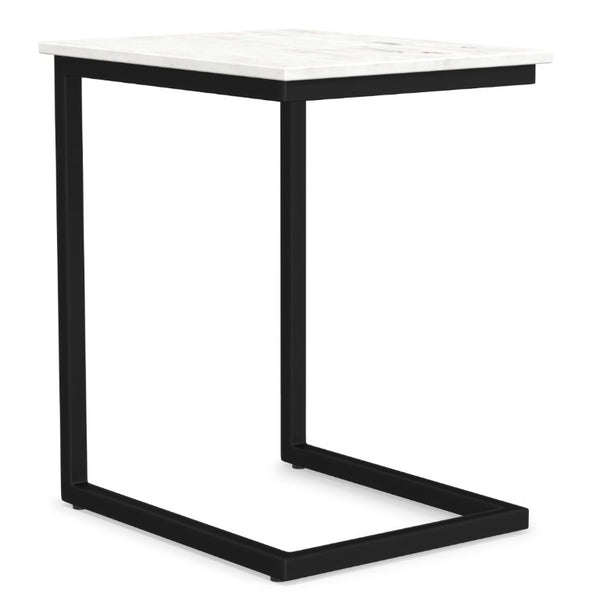 English Elm Skyler Marble Top C Side Table with Black Metal Base for Sofa or Bedside Use B136P565525
