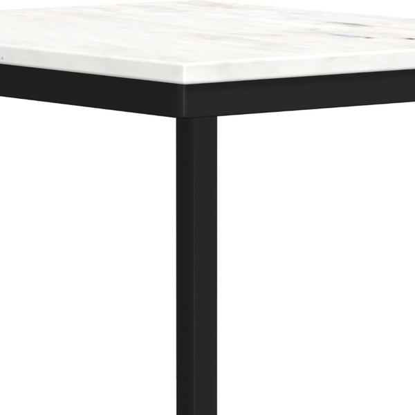 English Elm Skyler Marble Top C Side Table with Black Metal Base for Sofa or Bedside Use B136P565525