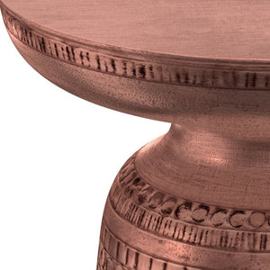 English Elm Toby Embossed Tribal Metal Bell Side Table Antique Copper Accent for Eclectic Rooms B136P565526