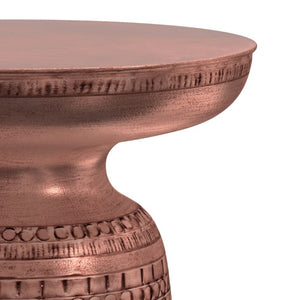 English Elm Toby Embossed Tribal Metal Bell Side Table Antique Copper Accent for Eclectic Rooms B136P565526