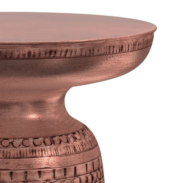 English Elm Toby Embossed Tribal Metal Bell Side Table Antique Copper Accent for Eclectic Rooms B136P565526