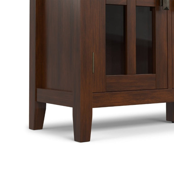 English Elm Artisan Pine Wood Display Cabinet with Tempered Glass Doors and Bronze Hardware B136P565529