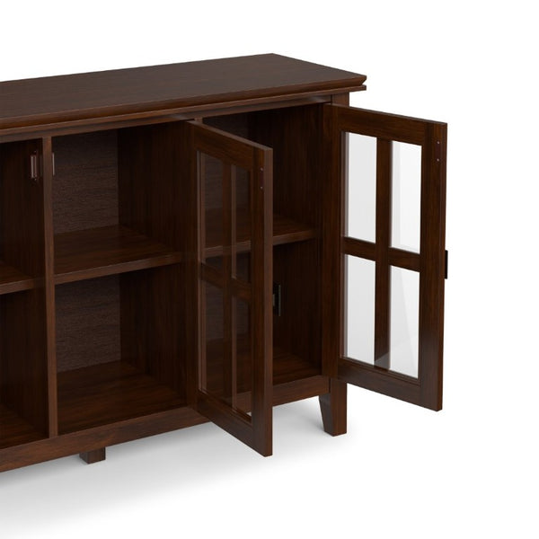 English Elm Artisan Pine Wood Display Cabinet with Tempered Glass Doors and Bronze Hardware B136P565529