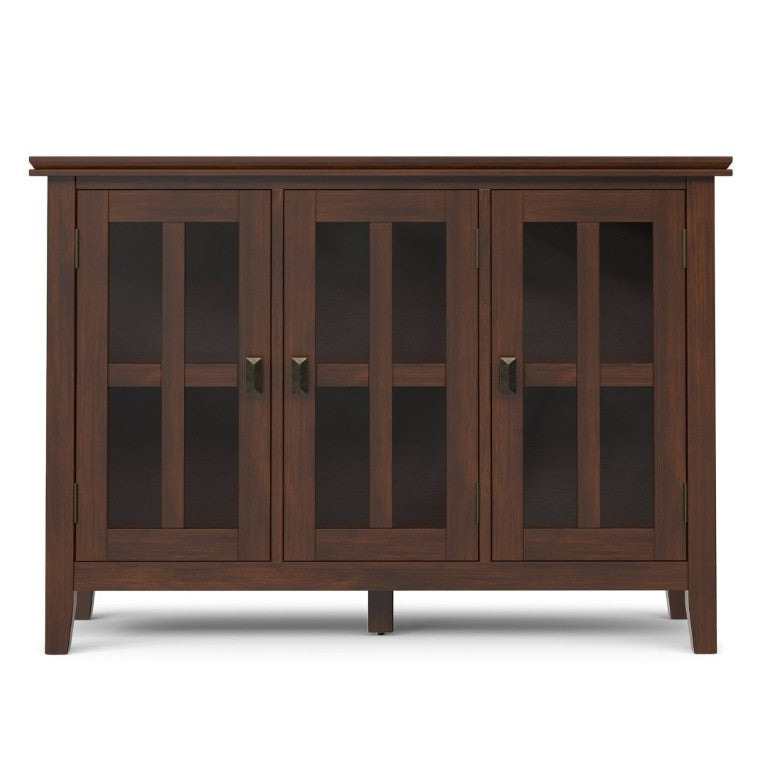 English Elm Artisan Pine Wood Display Cabinet with Tempered Glass Doors and Bronze Hardware B136P565529