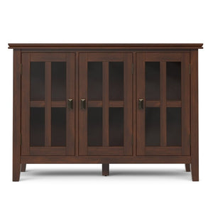 English Elm Artisan Pine Wood Display Cabinet with Tempered Glass Doors and Bronze Hardware B136P565529