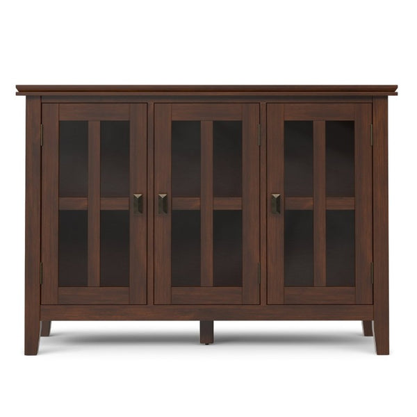 English Elm Artisan Pine Wood Display Cabinet with Tempered Glass Doors and Bronze Hardware B136P565529