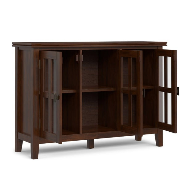 English Elm Artisan Pine Wood Display Cabinet with Tempered Glass Doors and Bronze Hardware B136P565529