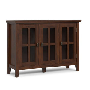 English Elm Artisan Pine Wood Display Cabinet with Tempered Glass Doors and Bronze Hardware B136P565529