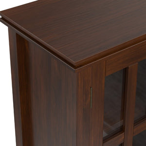 English Elm Artisan Pine Wood Display Cabinet with Tempered Glass Doors and Bronze Hardware B136P565529
