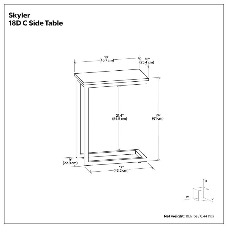 English Elm Skyler Genuine Marble Top C-Shape Side Table with Silver Metal Base for Modern Spaces B136P580873