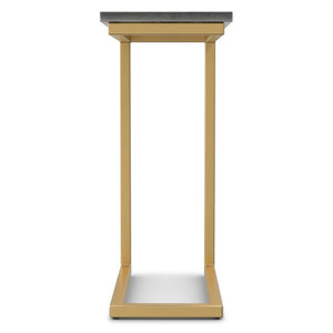 English Elm Skyler Genuine Marble Top C Shape Side Table with Gold Metal Base for Sofa or Bed B136P580874