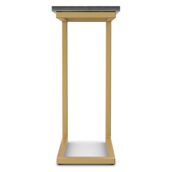 English Elm Skyler Genuine Marble Top C Shape Side Table with Gold Metal Base for Sofa or Bed B136P580874