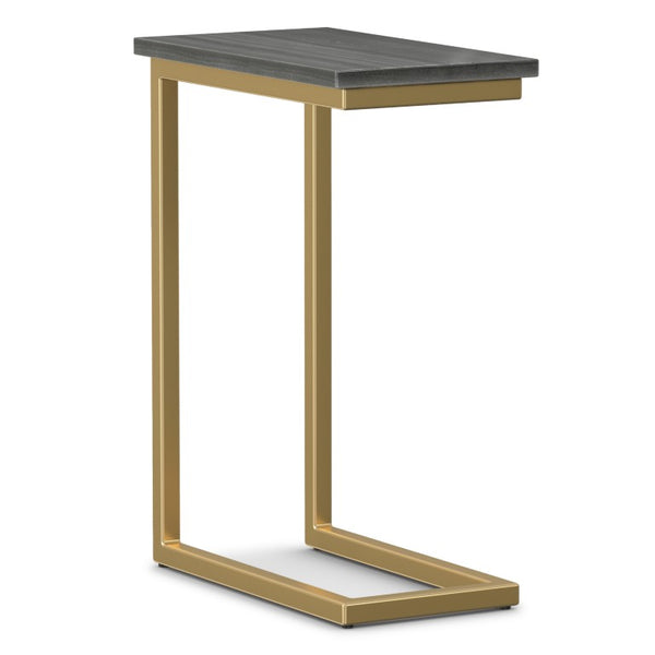 English Elm Skyler Genuine Marble Top C Shape Side Table with Gold Metal Base for Sofa or Bed B136P580874