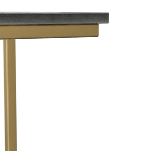English Elm Skyler Genuine Marble Top C Shape Side Table with Gold Metal Base for Sofa or Bed B136P580874