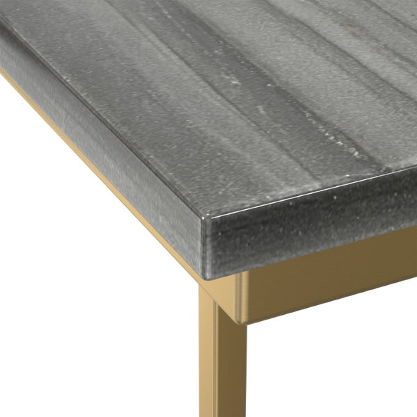 English Elm Skyler Genuine Marble Top C Shape Side Table with Gold Metal Base for Sofa or Bed B136P580874