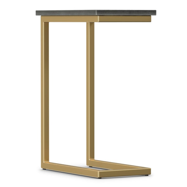 English Elm Skyler Genuine Marble Top C Shape Side Table with Gold Metal Base for Sofa or Bed B136P580874