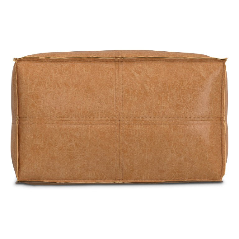 English Elm Brody Square Vegan Leather Pouf Hand Stitched Accent for Living Room or Bedroom B136P580875