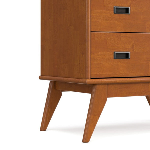 English Elm Draper Mid-Century 4 Drawer Dresser Rubberwood Teak Finish Tapered Legs Bedroom B136P588374