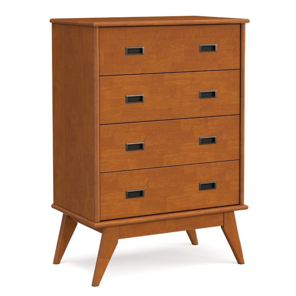 English Elm Draper Mid-Century 4 Drawer Dresser Rubberwood Teak Finish Tapered Legs Bedroom B136P588374