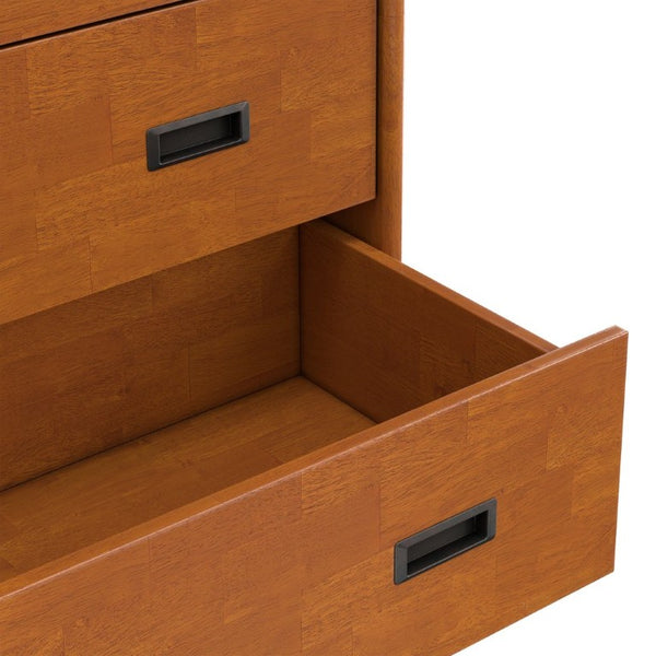 English Elm Draper Mid-Century 4 Drawer Dresser Rubberwood Teak Finish Tapered Legs Bedroom B136P588374