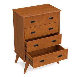 English Elm Draper Mid-Century 4 Drawer Dresser Rubberwood Teak Finish Tapered Legs Bedroom B136P588374