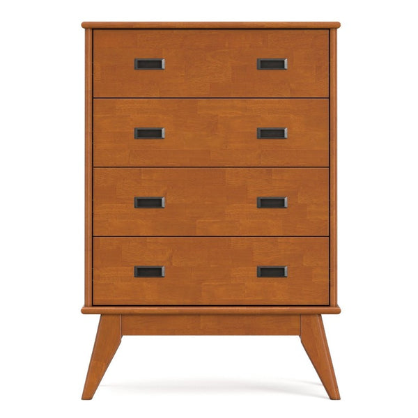 English Elm Draper Mid-Century 4 Drawer Dresser Rubberwood Teak Finish Tapered Legs Bedroom B136P588374