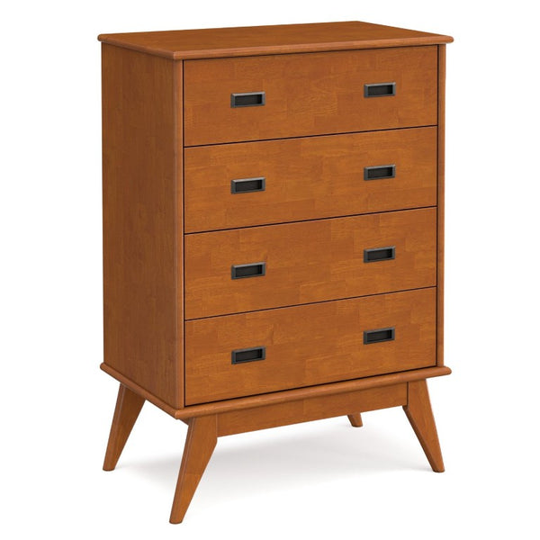 English Elm Draper Mid-Century 4 Drawer Dresser Rubberwood Teak Finish Tapered Legs Bedroom B136P588374