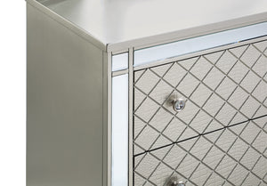 English Elm Cristian Chest - Elegant Champagne Storage With Diamond Design & Mirror Accents For Bedroom Décor B132P161943