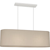 Robert Abbey Elena Pendant Painted White Finish Bone Dupioni Fabric Shade With Fabric Diffuser