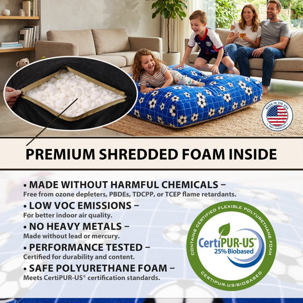 English Elm Sensory Crash Pad Fleece Foam Fill Landing Mat for Kids Jump Play Gym Use Blue B181P528594