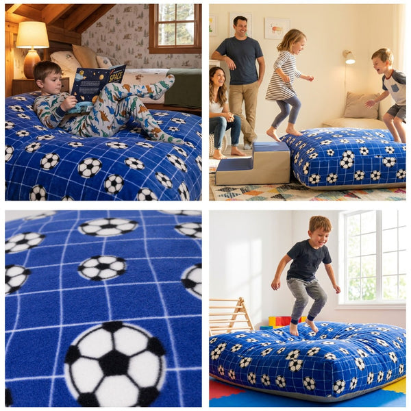 English Elm Sensory Crash Pad Fleece Foam Fill Landing Mat for Kids Jump Play Gym Use Blue B181P528594