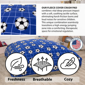 English Elm Sensory Crash Pad Fleece Foam Fill Landing Mat for Kids Jump Play Gym Use Blue B181P528594