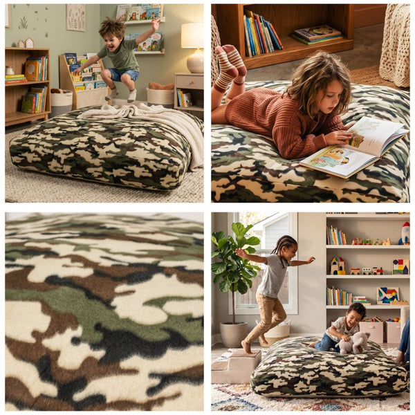 English Elm Sensory Crash Pad Fleece Foam Fill Landing Mat for Kids Jump Play Gym Use Beige Multi B181P528596