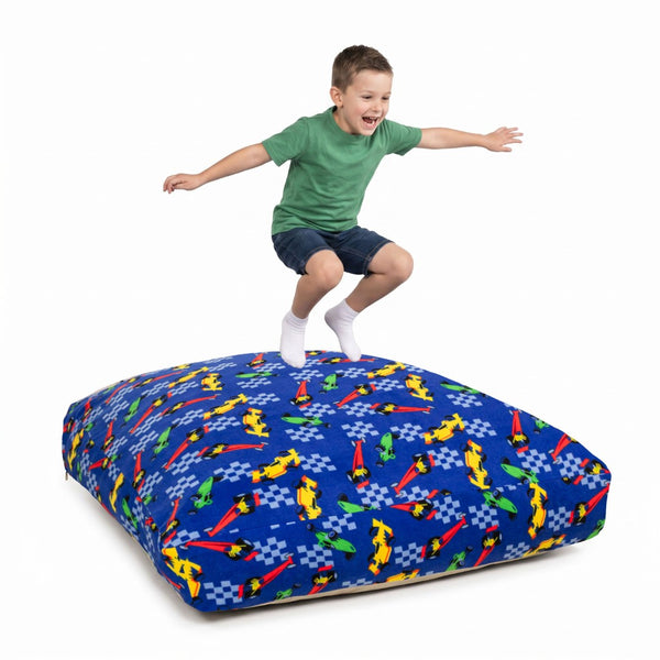 English Elm Sensory Crash Pad Fleece Foam Fill Landing Mat for Kids Jump Play Gym Use Blue Cars B181P528600