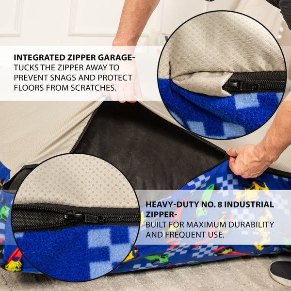 English Elm Sensory Crash Pad Fleece Foam Fill Landing Mat for Kids Jump Play Gym Use Blue Cars B181P528600