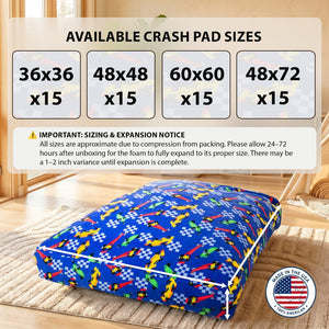 English Elm Sensory Crash Pad Fleece Foam Fill Landing Mat for Kids Jump Play Gym Use Blue Cars B181P528600