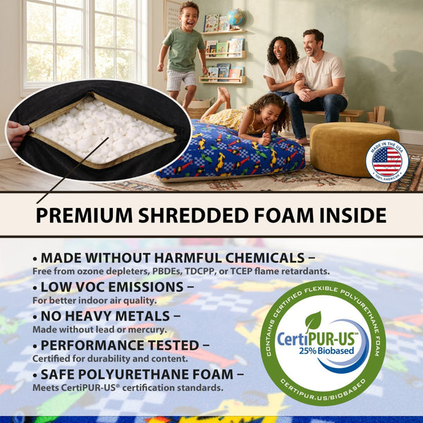English Elm Sensory Crash Pad Fleece Foam Fill Landing Mat for Kids Jump Play Gym Use Blue Cars B181P528600