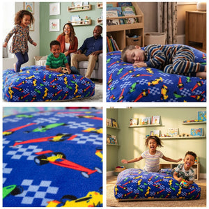 English Elm Sensory Crash Pad Fleece Foam Fill Landing Mat for Kids Jump Play Gym Use Blue Cars B181P528600