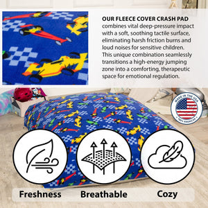 English Elm Sensory Crash Pad Fleece Foam Fill Landing Mat for Kids Jump Play Gym Use Blue Cars B181P528600