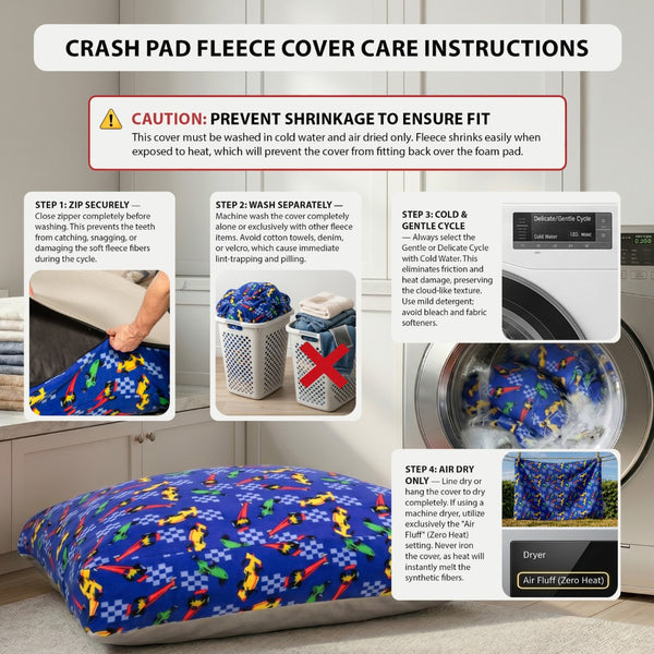 English Elm Sensory Crash Pad Fleece Foam Fill Landing Mat for Kids Jump Play Gym Use Blue Cars B181P528600