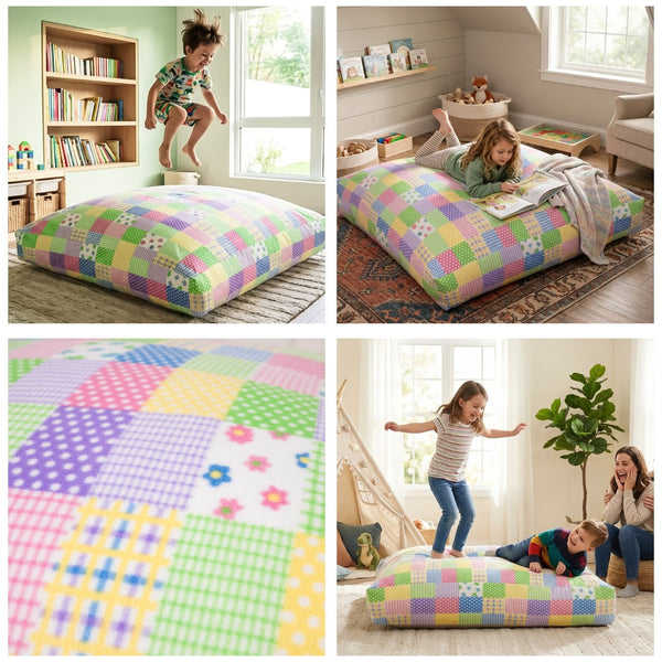 English Elm Sensory Crash Pad Fleece Foam Fill Landing Mat for Kids Jump Play Gym Use Pattern B181P528603