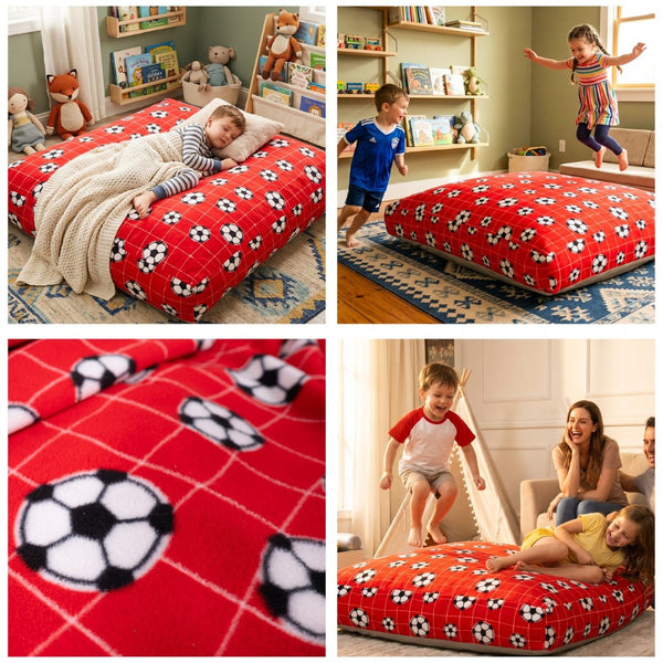 English Elm Sensory Crash Pad Fleece Foam Fill Landing Mat for Kids Jump Play Gym Use Red B181P528604