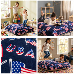 English Elm Sensory Crash Pad Fleece Foam Fill Landing Mat for Kids Jump Play Gym Use Blue+Red B181P528605