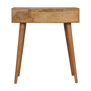 English Elm Solid Mango Wood Compact Vanity with Foldable Mirror Four Compartments Nordic Style B182P186208