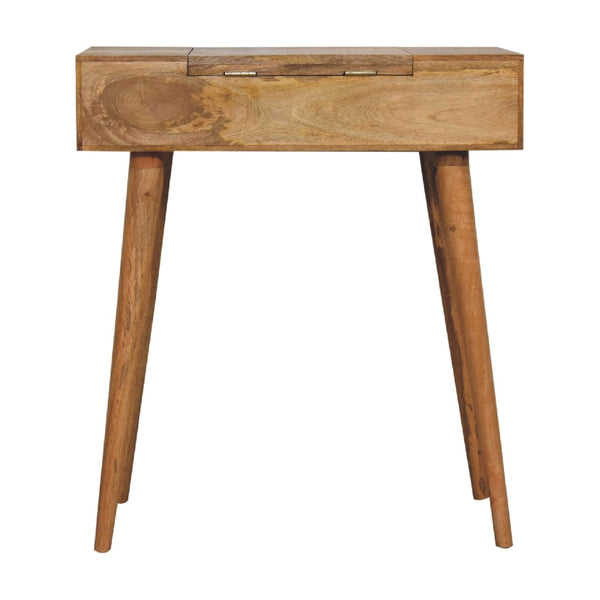 English Elm Solid Mango Wood Compact Vanity with Foldable Mirror Four Compartments Nordic Style B182P186208