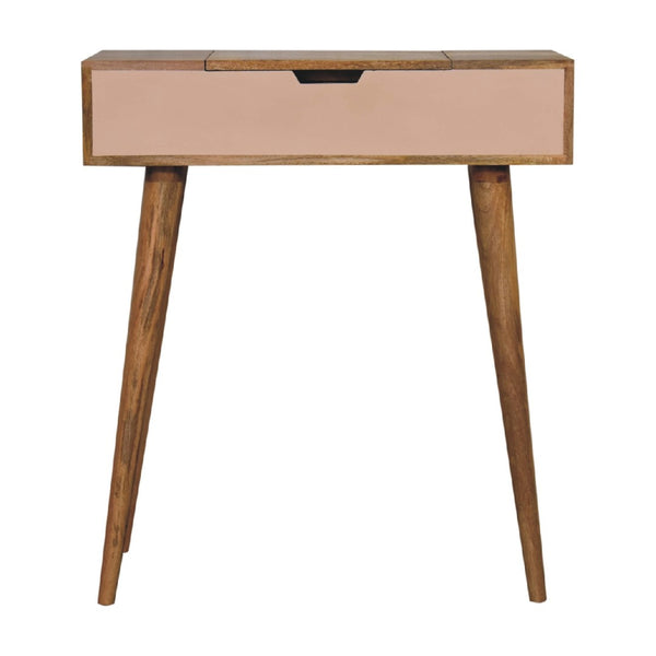 English Elm Solid Mango Wood Compact Vanity with Foldable Mirror Four Compartments Nordic Style B182P186208