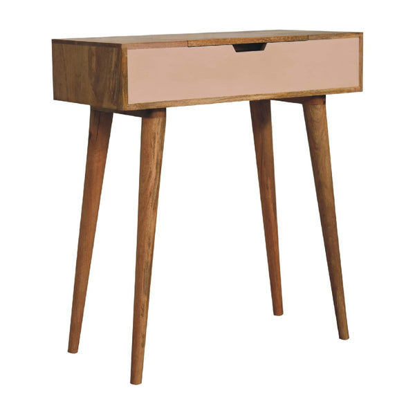 English Elm Solid Mango Wood Compact Vanity with Foldable Mirror Four Compartments Nordic Style B182P186208
